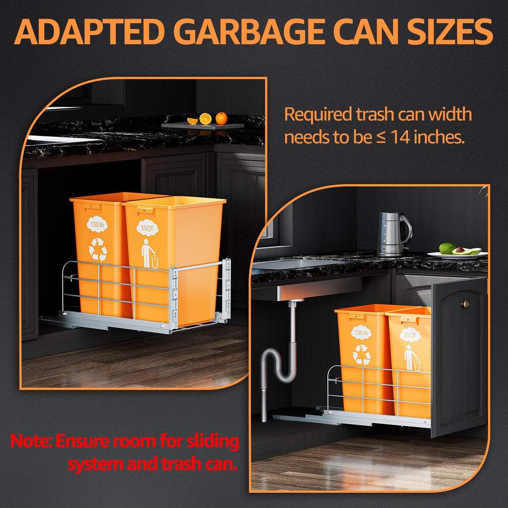 Double Pull Out Trash Can Under Cabinet
