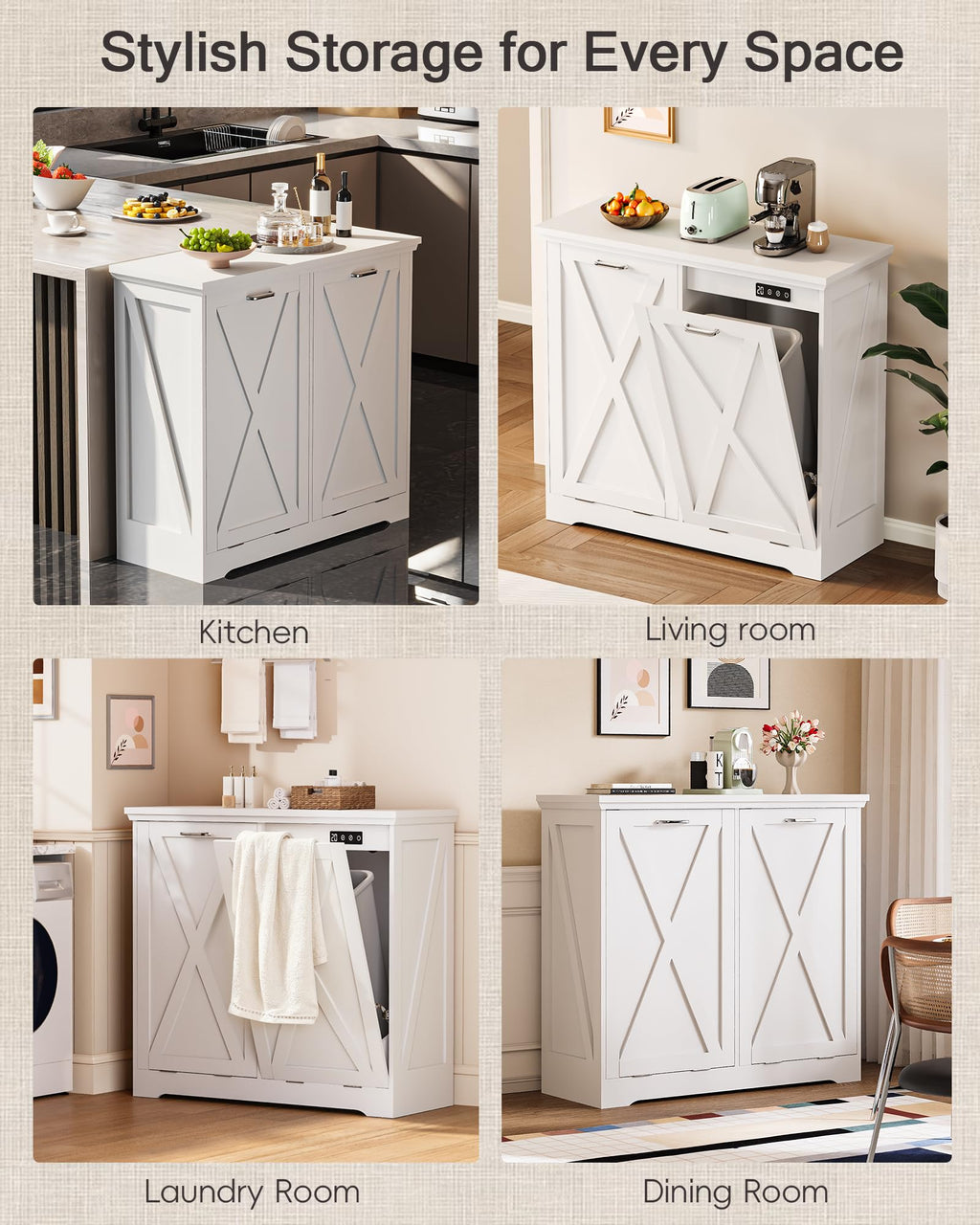 Double Tilt Out Trash Can Cabinet with Deodorising Function