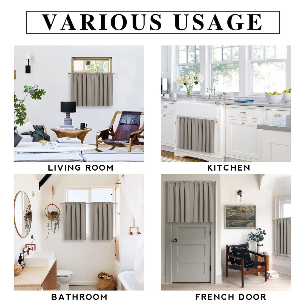 Basement Bathroom Kitchen Cafe Blackout Privacy Curtains 30 inches (2 Count)