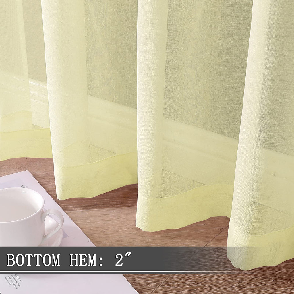 Short Sheer Tier Curtains Linen Textured Half Kitchen Curtain Sheers Light Filtering Rod Pocket Voile Small Curtain for Bathroom