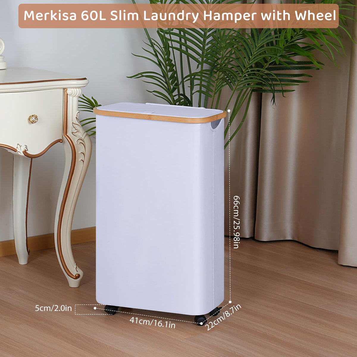 Slim Laundry Basket with Wheels