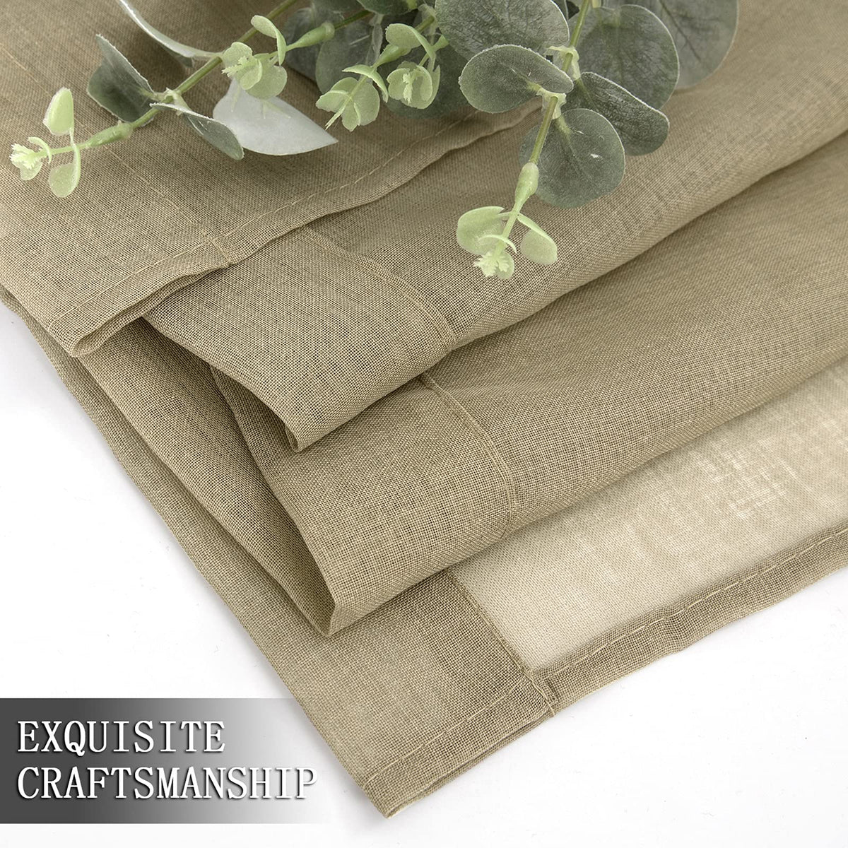 Sheer Curtain Linen Textured Living Room Curtains Sheer Light Filtering Rod Pocket Voile Curtain for Bedroom