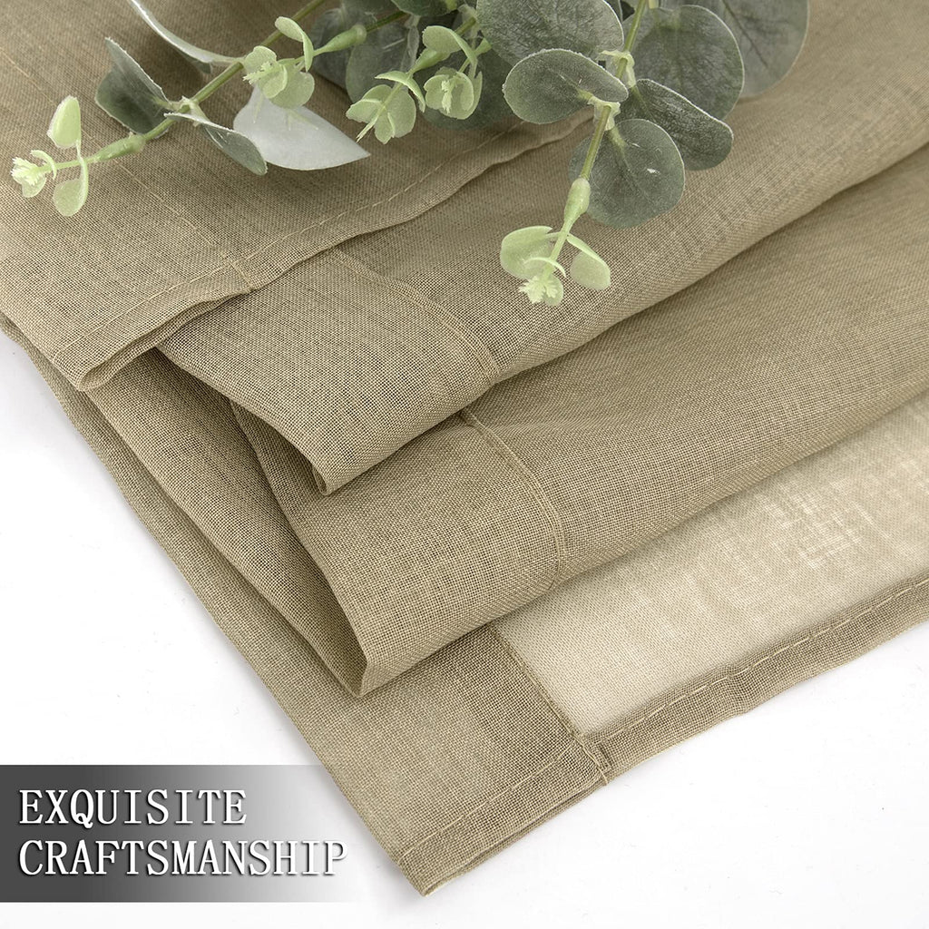 Sheer Tier Curtain Linen Textured Half Kitchen Curtains Sheer Light Filtering Rod Pocket Voile Small Curtains for Bathroom