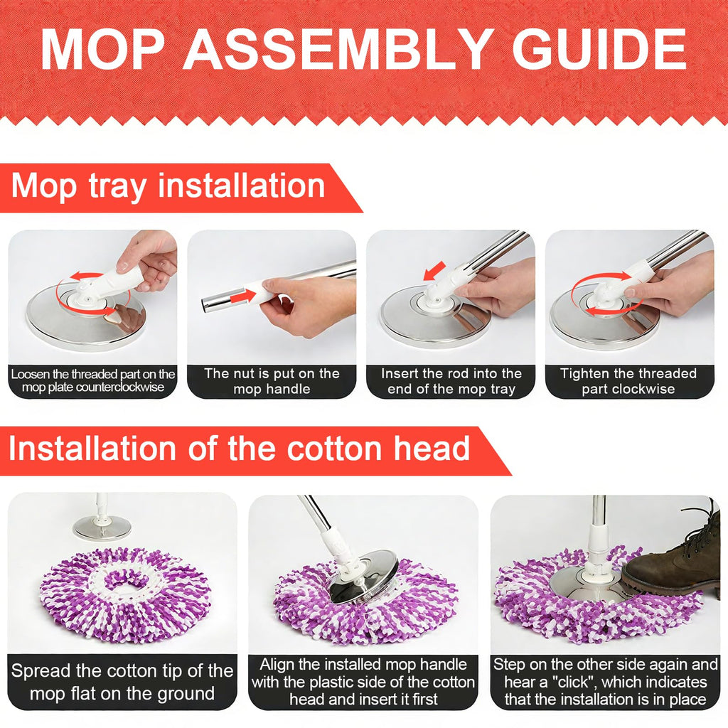 Extended Spin Mop Replacement Mop Handle