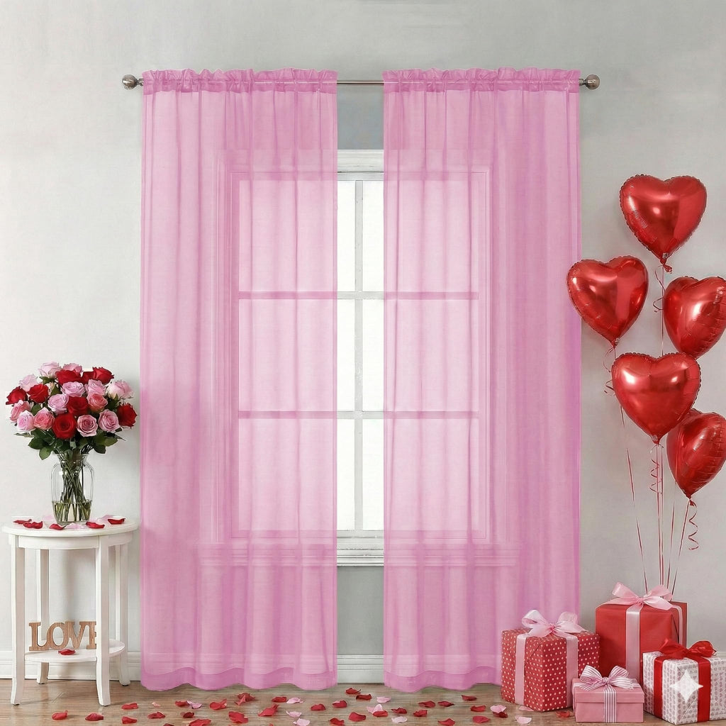 Pink Sheer Curtains 84 Inches Long for Living Room (2 Count)