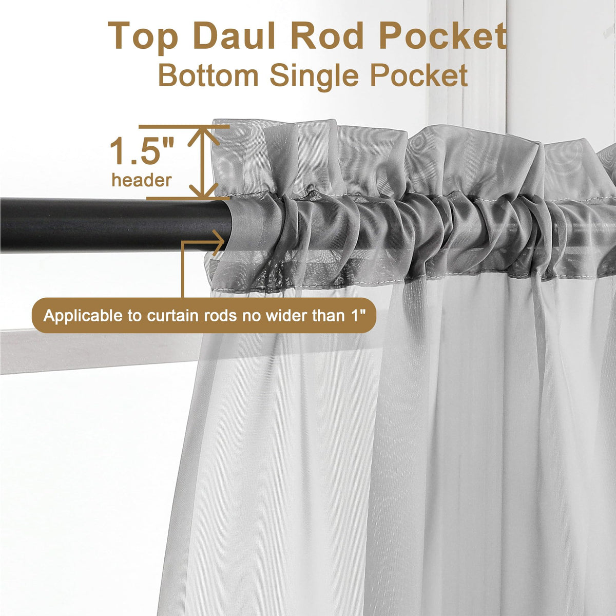 Light Grey Sheer Curtains 120 Inches Long (2 Count)