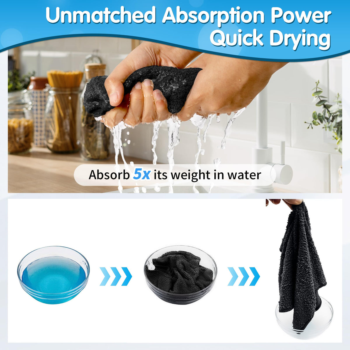 Black Microfiber Cleaning Cloth (8 Count)