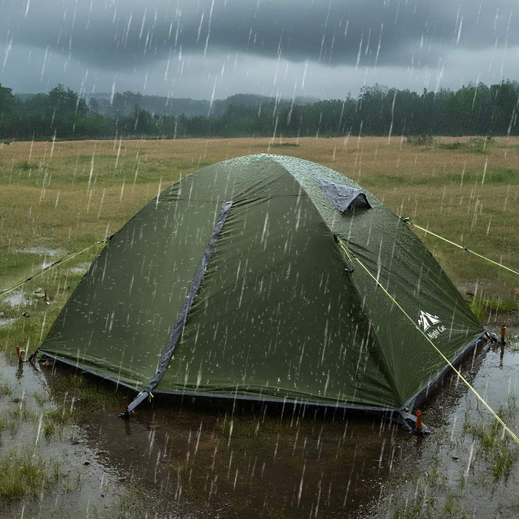 Night Cat 2-Persons Backpacking Tent: Waterproof Lightweight Camping Tent for Two People Hiking Outdoor Mountain with Aluminum Poles and Rainfly Army Green