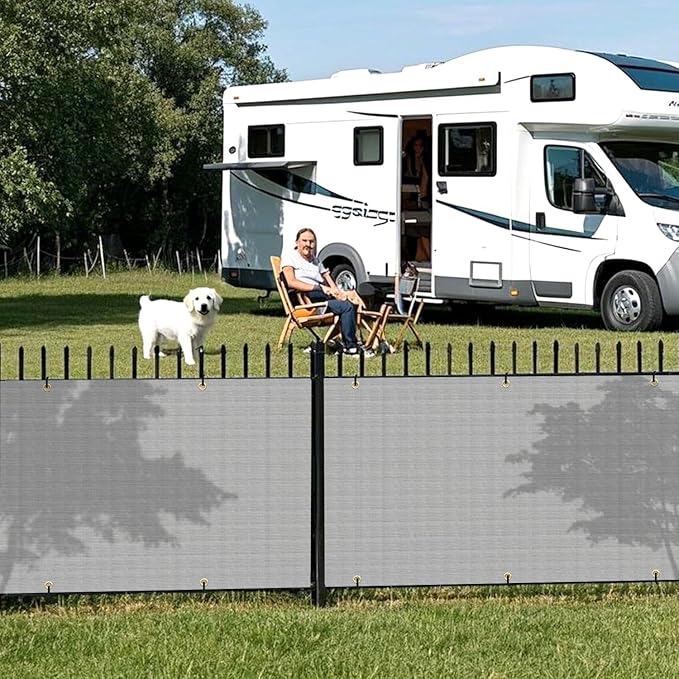 2.5' x 234' Balcony Privacy Screen Fence Cover with Zip Ties Grommets for Apartment Patio Porch Deck Backyard Outdoor (Gray)