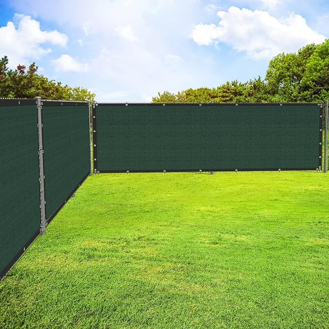 ECOOPTS 4'x204' Privacy Fence Screen Windscreen with Copper Grommets, Fit for Commercial Fence and Residential Garden Outdoor 90% UV Blockage, Cable Zip Ties Included (Green)