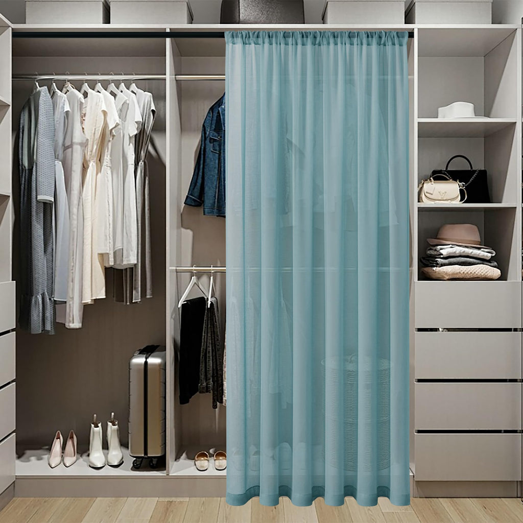 Sheer Door Curtains Closet Linen Textured Curtains Sheer Doorway Light Filtering Voile French Doors Rod Pocket Curtain Patio Glass Door