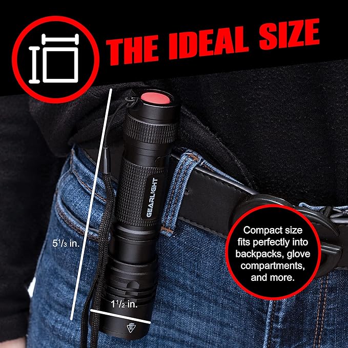 GearLight LED Tactical Flashlights High Lumens - Mini Flashlights for EDC Carry - Compact Powerful Emergency Flashlight Made from Military-Grade Aluminum - Drop Resistant and Water Resistant
