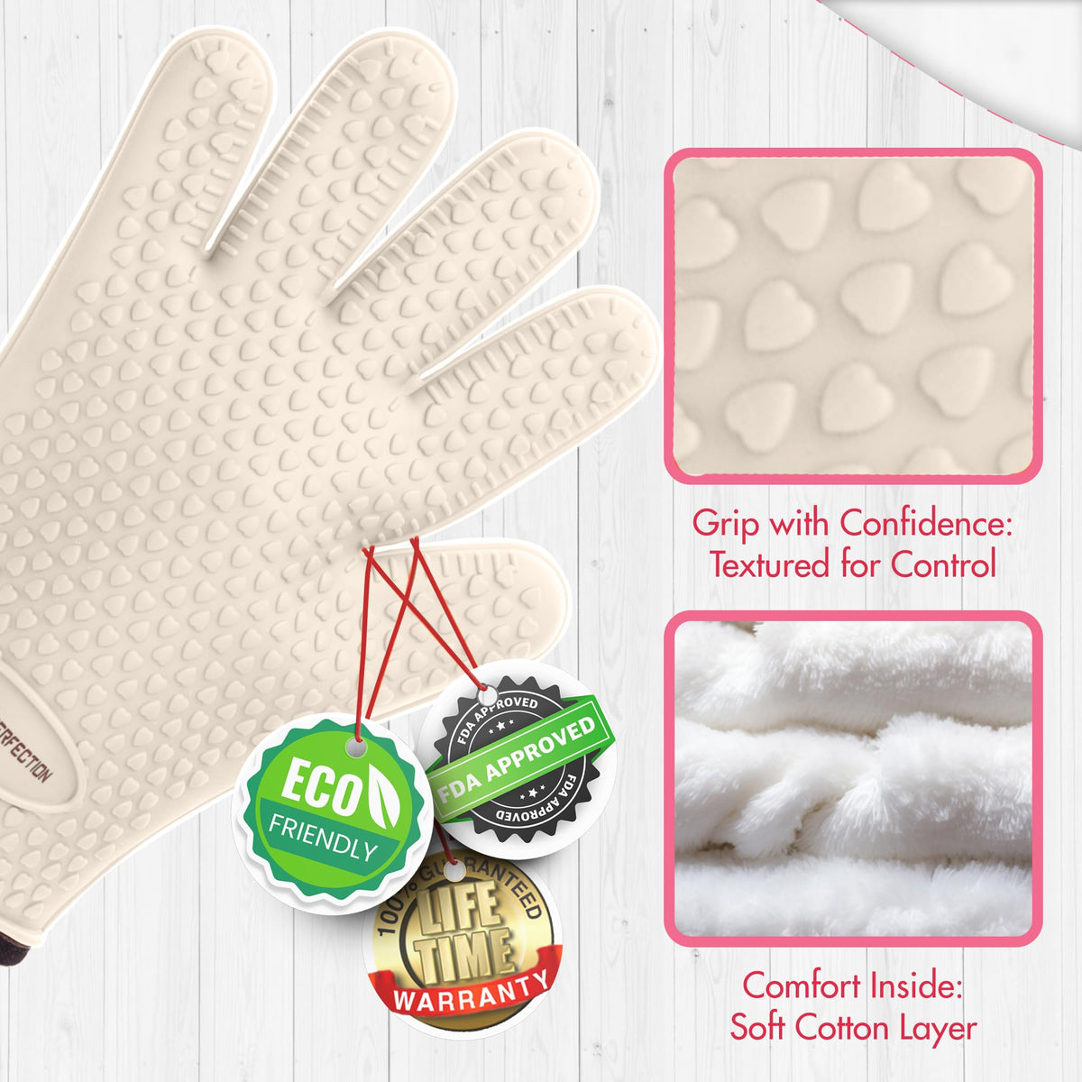 XL Silicone Smoker BBQ Gloves Heat Resistant Oven Mitts (2 Count)