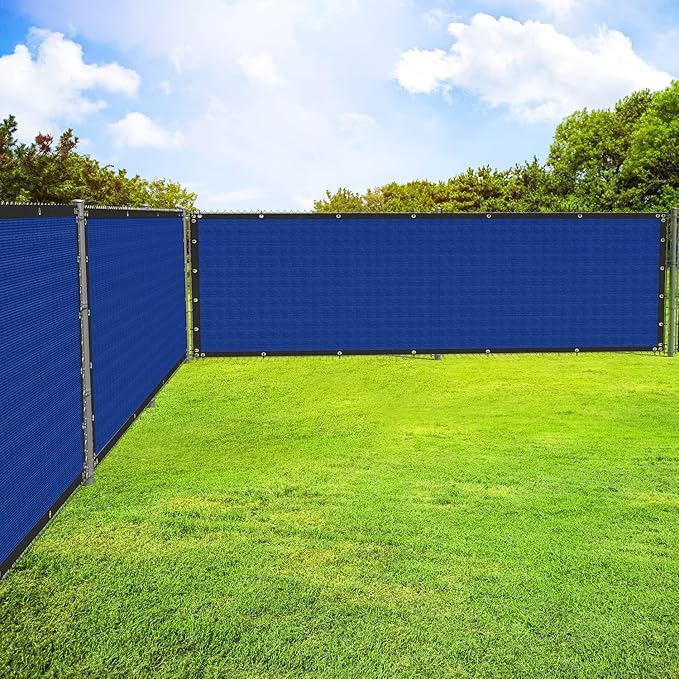 ECOOPTS 4'x34' Privacy Fence Screen Windscreen with Copper Grommets, Fit for Commercial Fence and Residential Garden Outdoor 90% UV Blockage, Cable Zip Ties Included (Blue)