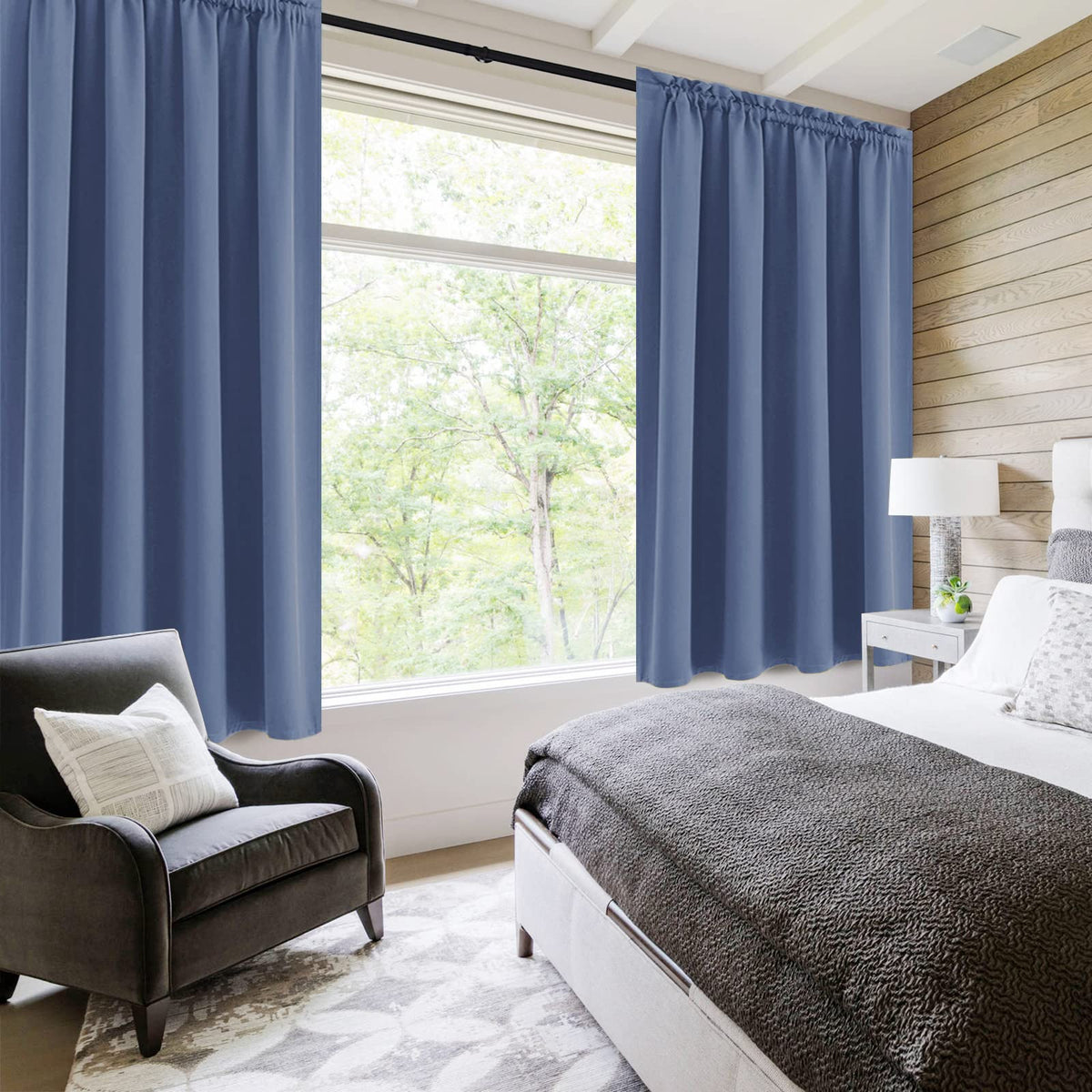 Blackout Curtains for Bedroom 52 x 45 Inch Long Dusty Blue 2 Panels (2 Count)