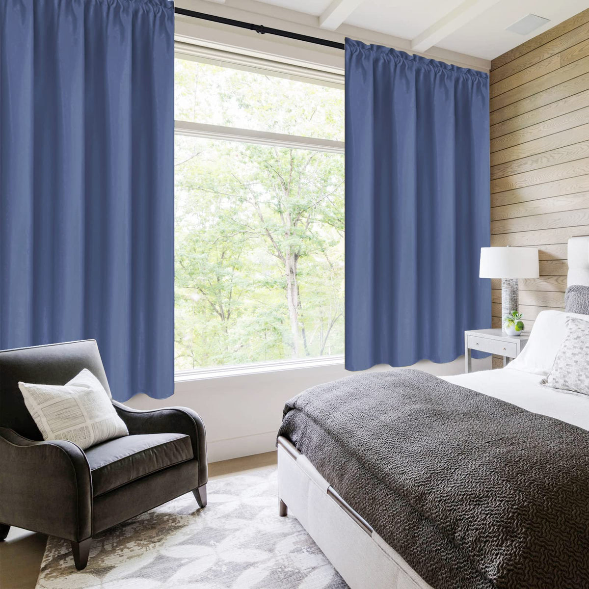 Short Blackout Curtains 42 x 36 Inch for Kitchen RV Bunk Dusty Blue