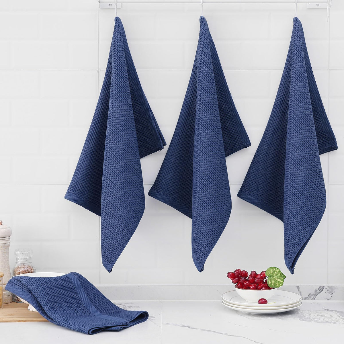100% Cotton Oversized Waffle Weave Kitchen Towels 6 (6 Count)