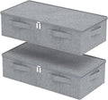 Underbed Storage Box, Foldable Bed Sheet Organizer, Cube Bags Container with Lid for Organizing Clothes, Blankets, Comforter, 23.6x11.8x5.9in, Grey, 2 Pack
