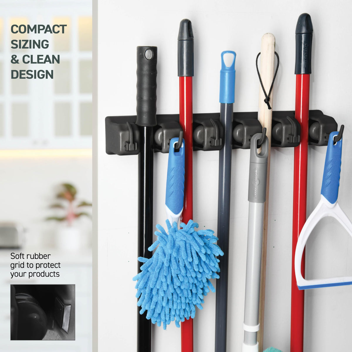 2 Pack Mop and Broom Holder Wall Mount (2 Count)