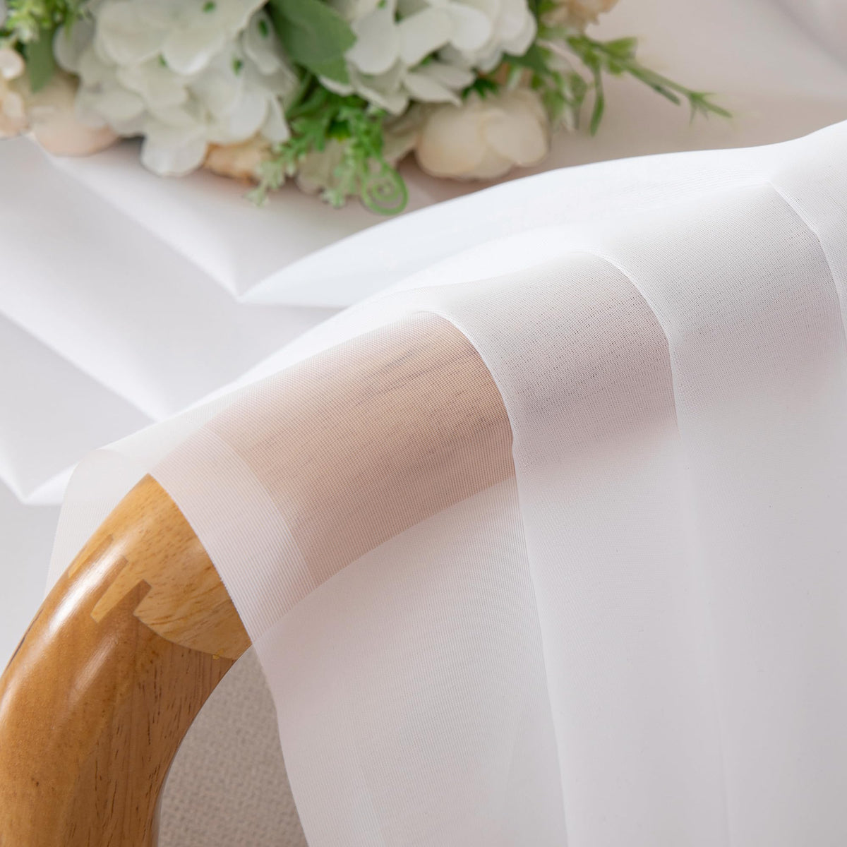 White Sheer Curtains 45 Inch Long 2 Panels
