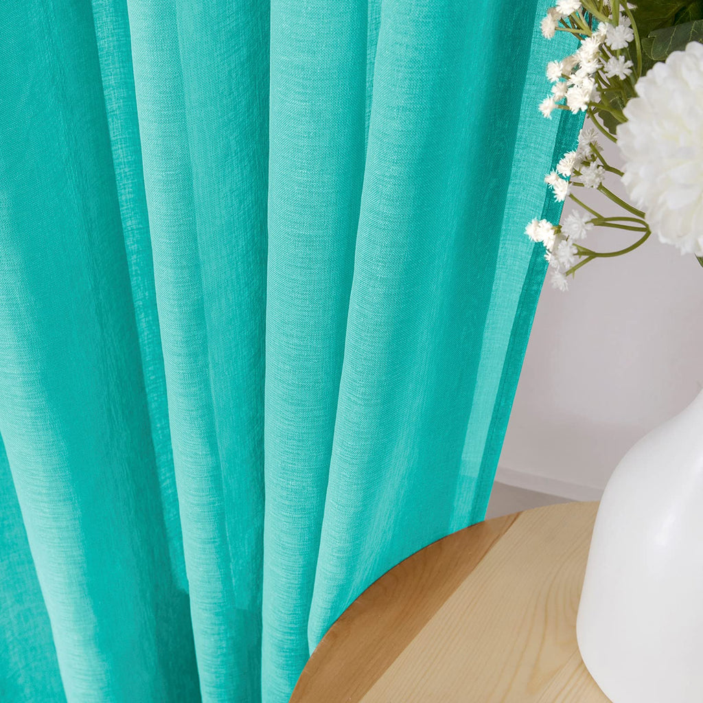 Sheer Curtains Linen Textured Living Room Curtain Sheers Light Filtering Rod Pocket Voile Curtains for Bedroom (2 Count)