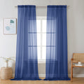 Sheer Royal Blue Curtains 90 inches Long 2 Panels (2 Count)