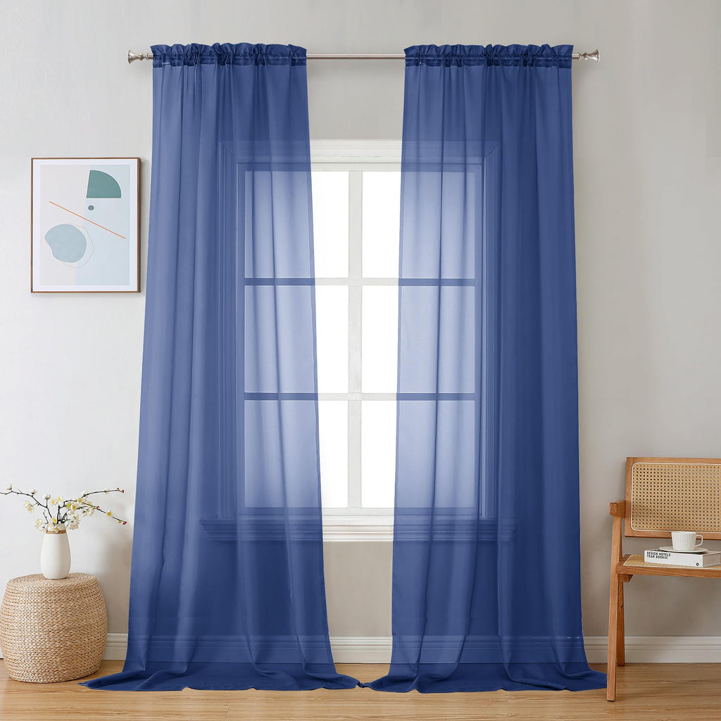 Royal Blue Sheer Curtains 96 inches Long 2 Panels (2 Count)