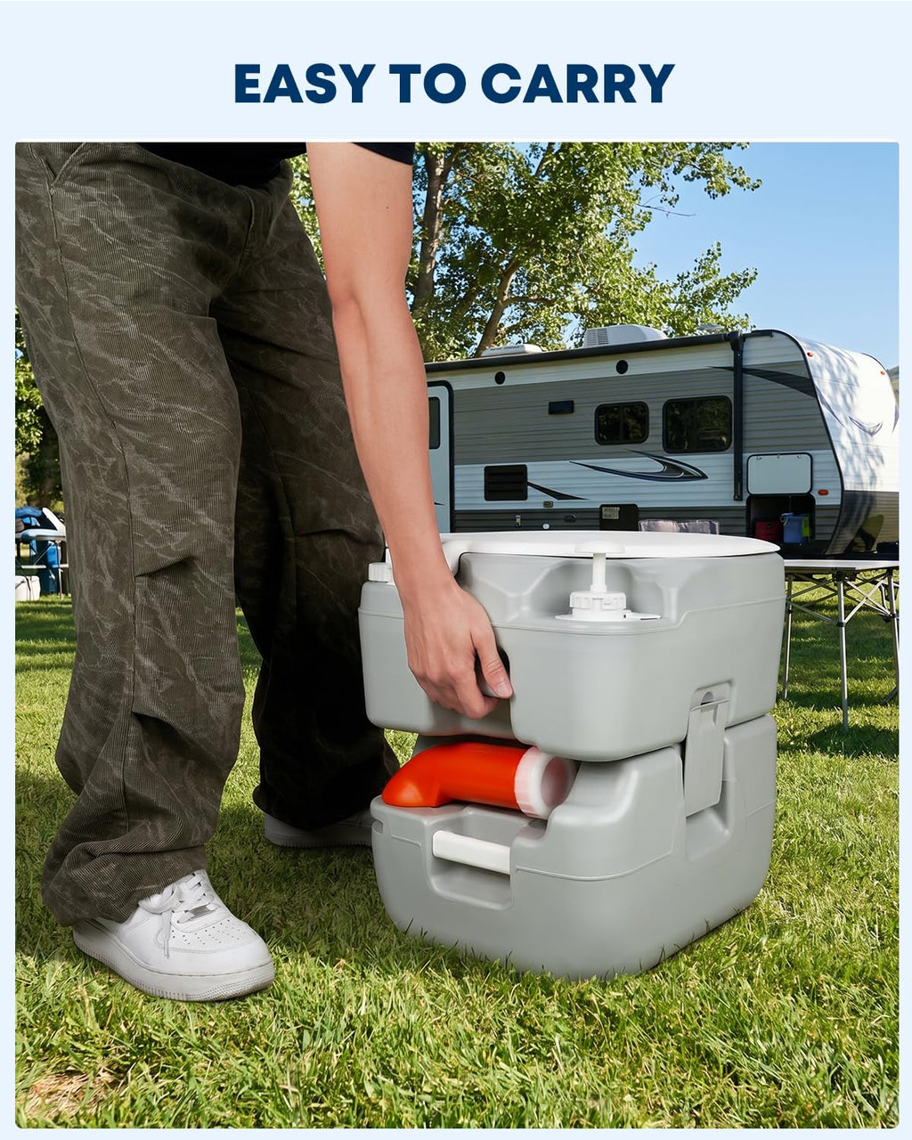 Kohree 5.8 Gal Camping Toilet for Adults with Diagonal Elongated Bowl Seat