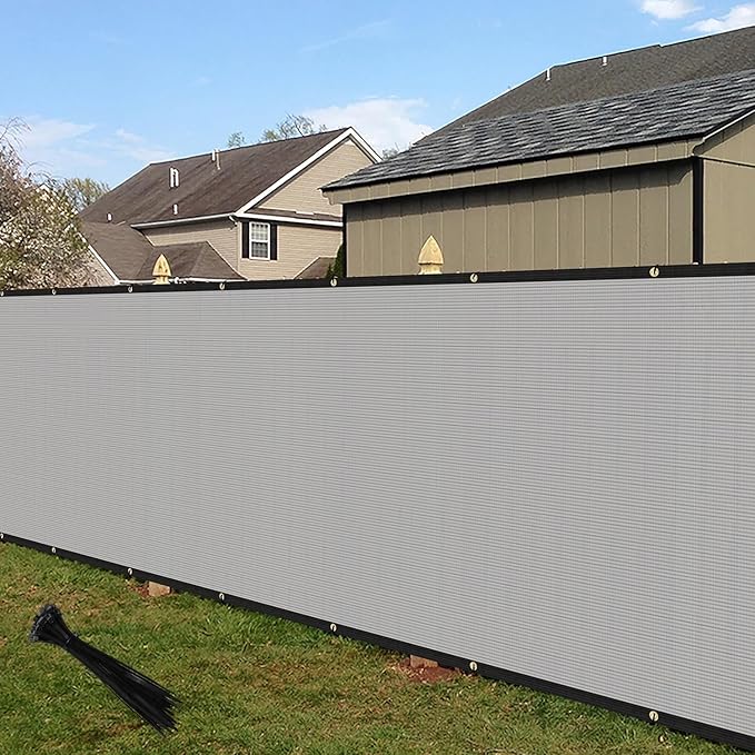 ECOOPTS 4'x284' Privacy Fence Screen Windscreen with Copper Grommets, Fit for Commercial Fence and Residential Garden Outdoor 90% UV Blockage, Cable Zip Ties Included (Gray)
