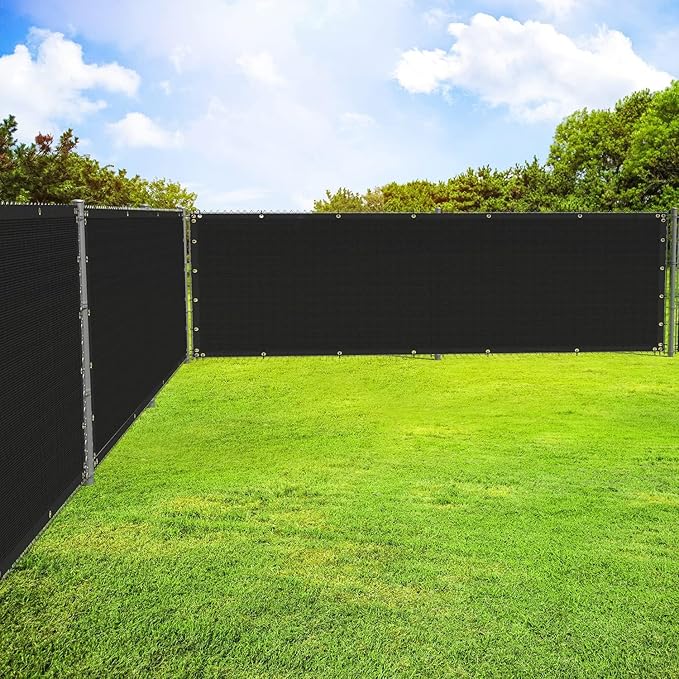 ECOOPTS 4'x92' Privacy Fence Screen Windscreen with Copper Grommets, Fit for Commercial Fence and Residential Garden Outdoor 90% UV Blockage, Cable Zip Ties Included (Black)