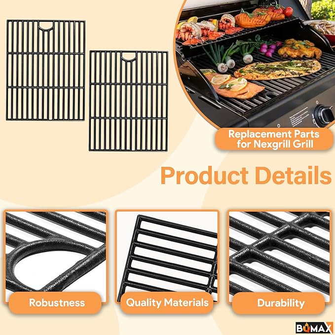 BQMAX Grill Replacement Parts for Nexgrill 4 Burner 720-0830X, Grill Grate, Grill Burner and Heat Plates for Nexgrill Replacement Parts, Grill Parts Kit for Nexgrill 720-0830X Replacement Parts