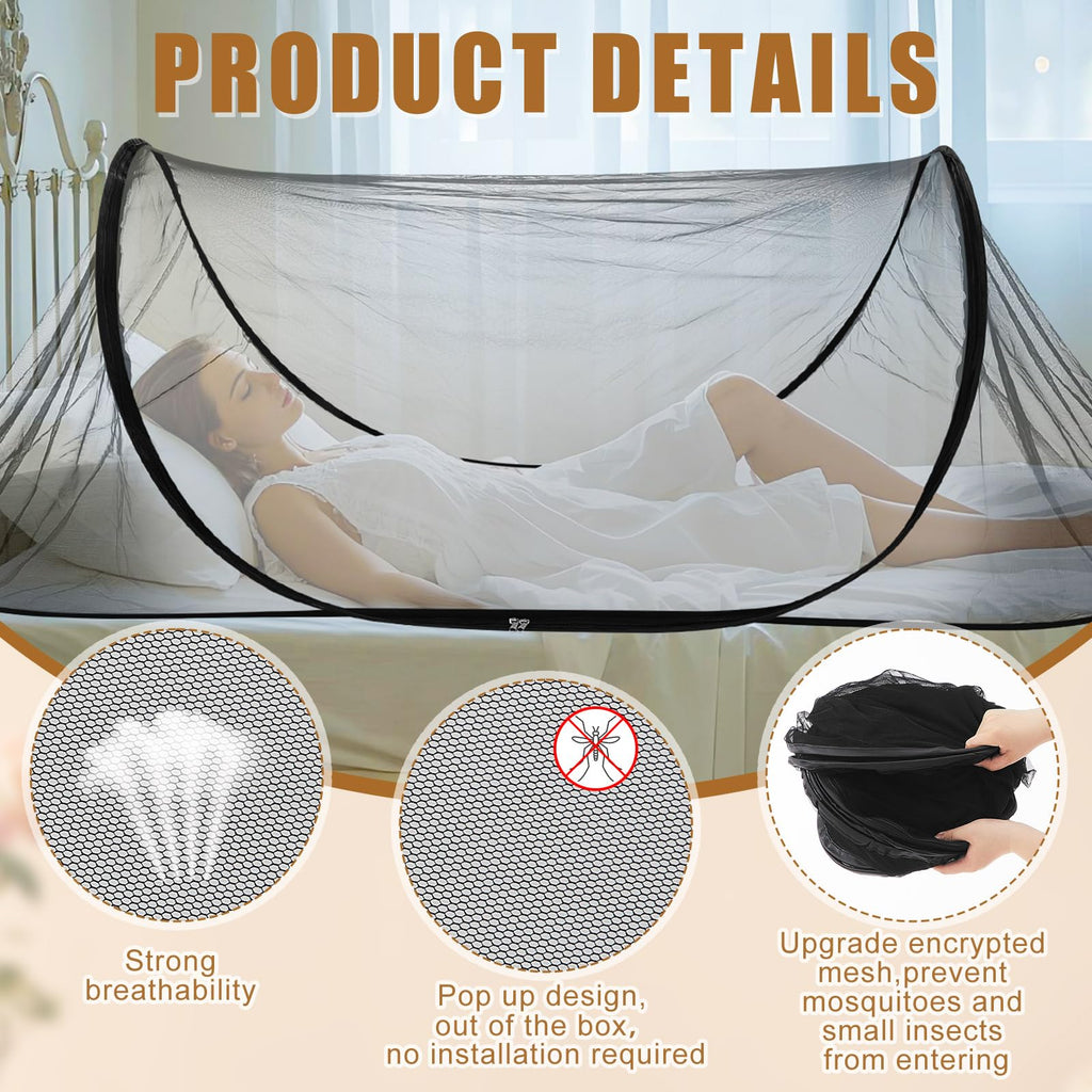 Vincreem Camping Mosquito Net - 2 Pcs, 78 * 31 * 22, Black