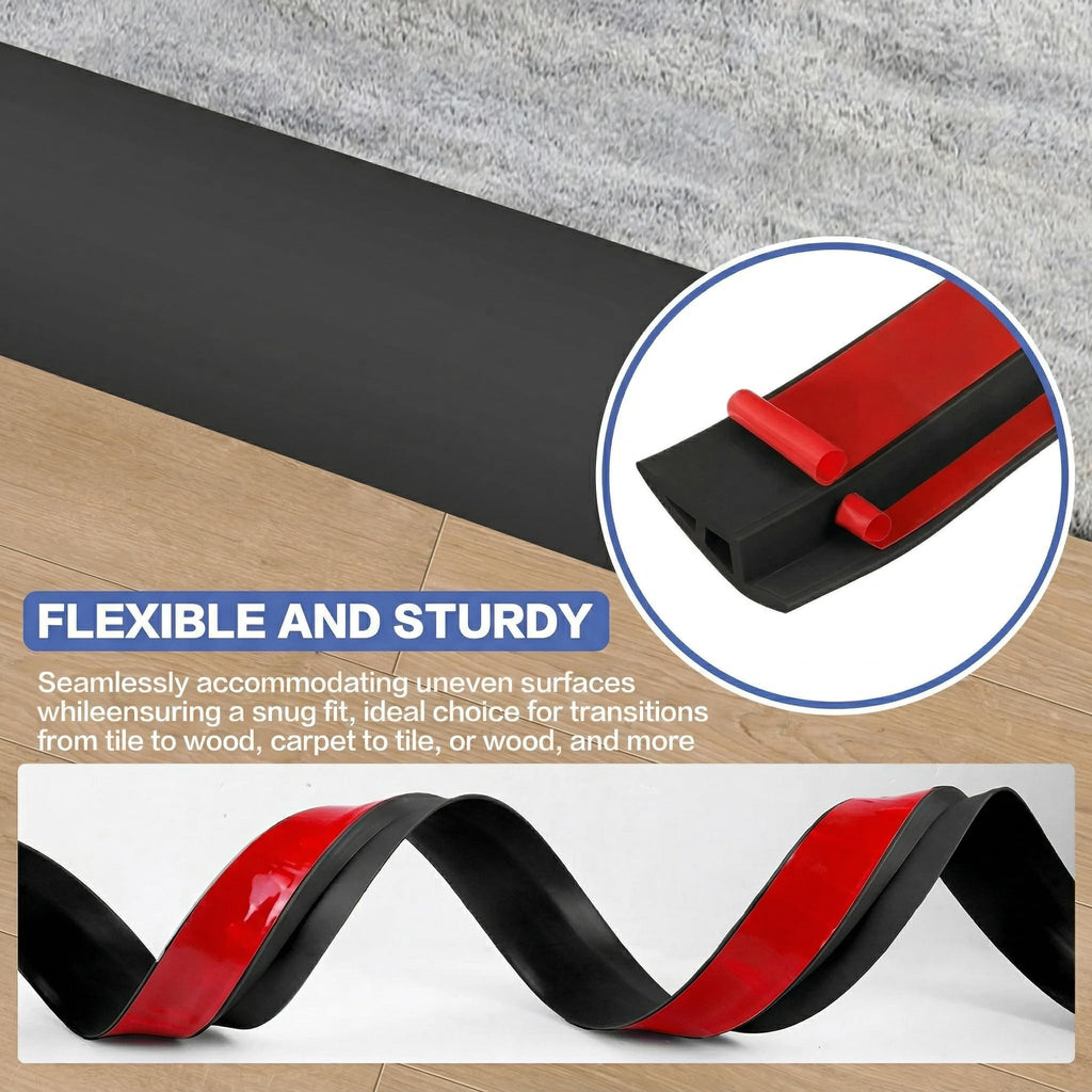 Floor Transition Strip Vinyl Door Threshold Ramp Self Adhesive Carpet Edging Strip Doorway Edge Trim (6.6 Foot)