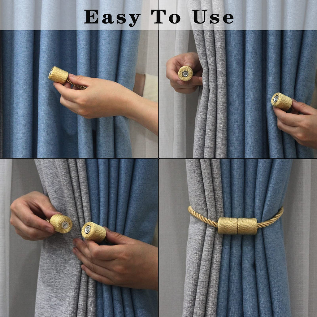 Magnetic Curtain Tiebacks Holdbacks Decorative Tie Backs for Windows Porlau (4 Count)