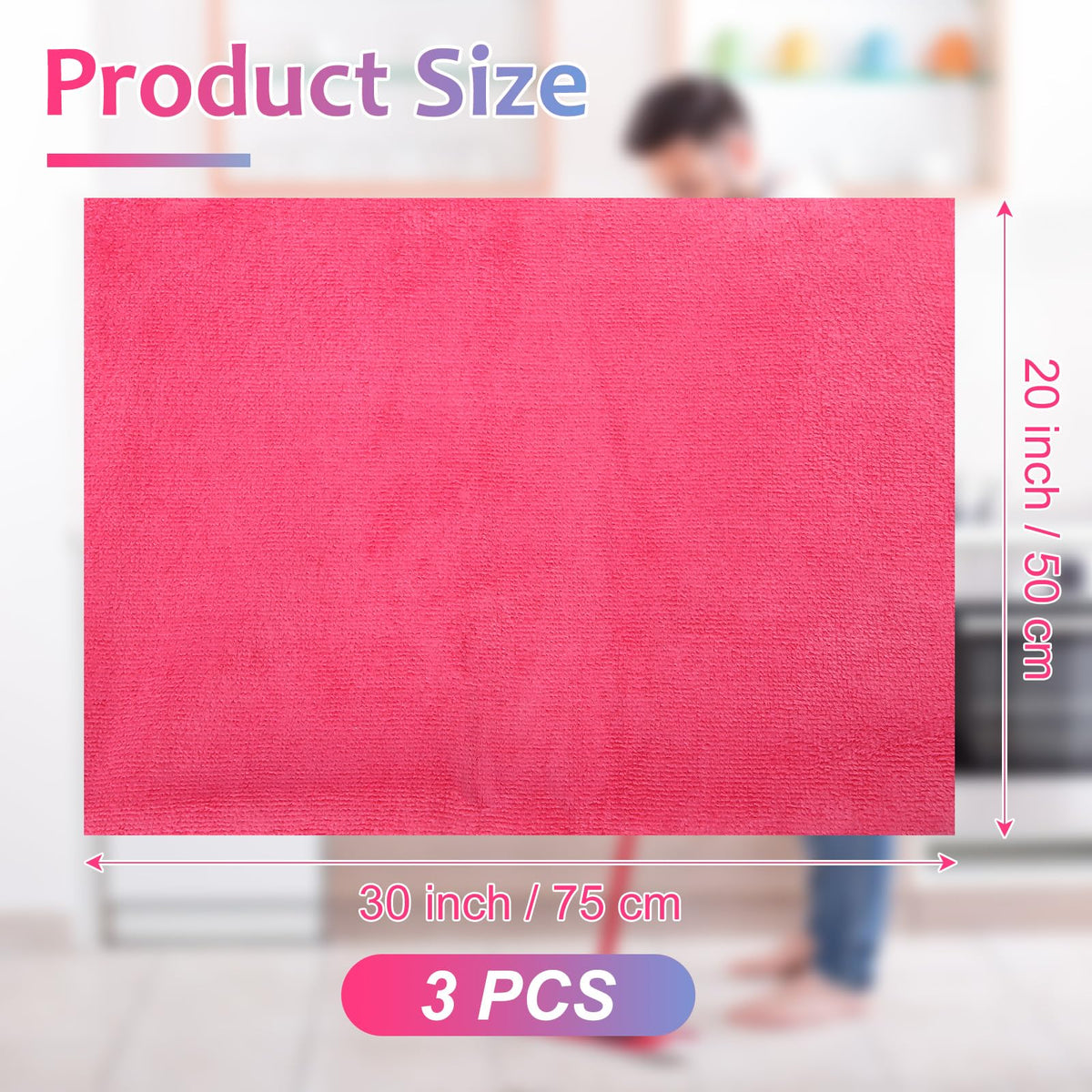3 Pcs Extra Large Microfiber Cleaning Cloth 30" x 20" Washable Reusable Microfiber Towel Streak Free Lint Free Cloth for Cleaning Home Glass Office Window Bathrooms