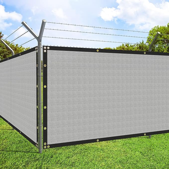 ECOOPTS 4'x202' Privacy Fence Screen Windscreen with Copper Grommets, Fit for Commercial Fence and Residential Garden Outdoor 90% UV Blockage, Cable Zip Ties Included (Gray)