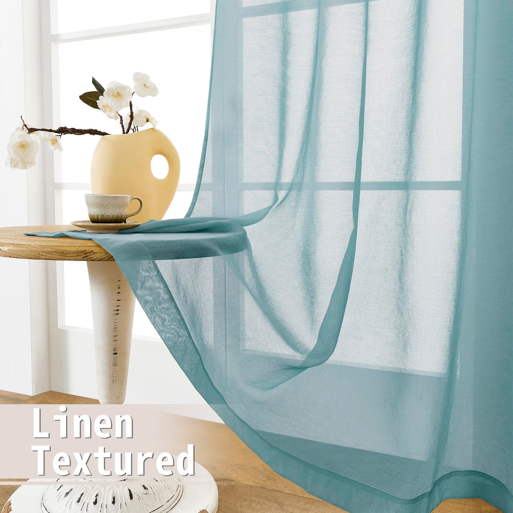 Sheer Door Curtains Closet Linen Textured Curtains Sheer Doorway Light Filtering Voile French Doors Rod Pocket Curtain Patio Glass Door