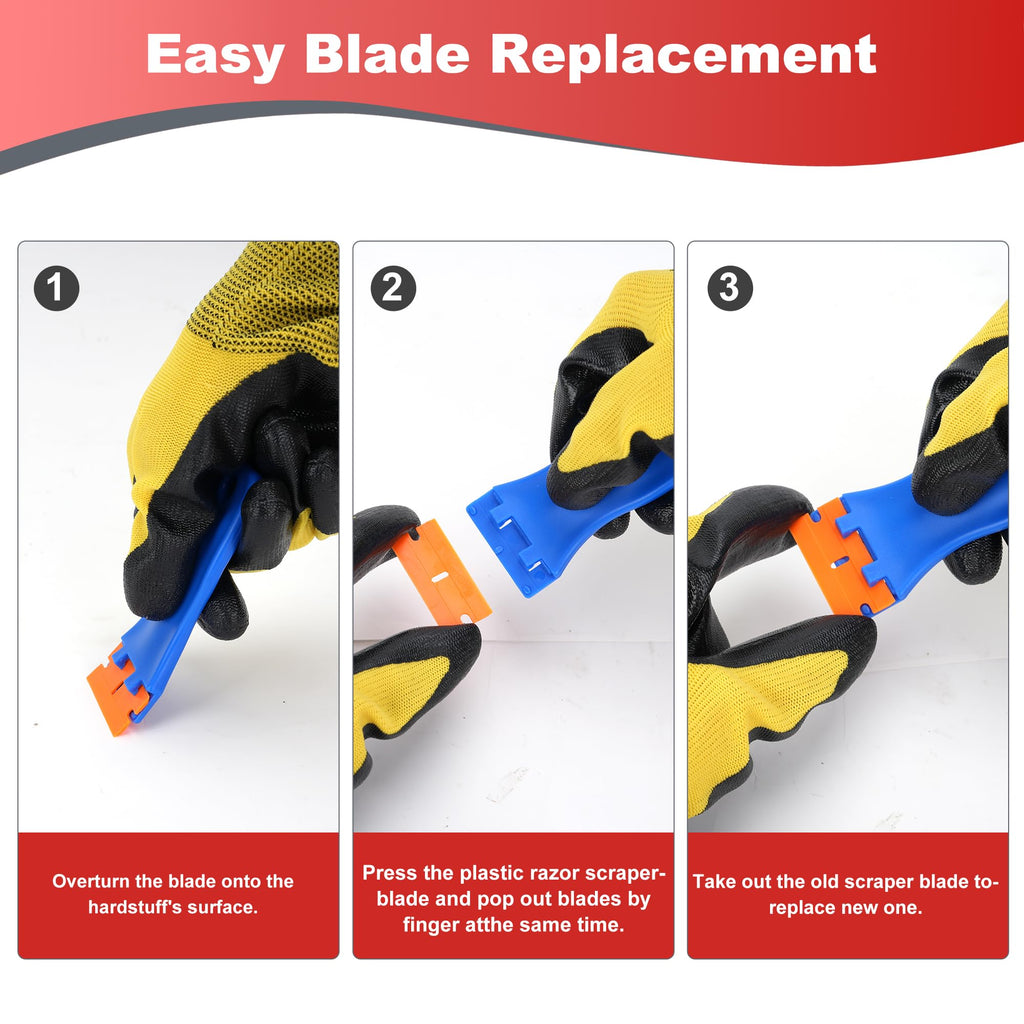 Razor Blade Scraper with 2 Pcs Plastic Scraper