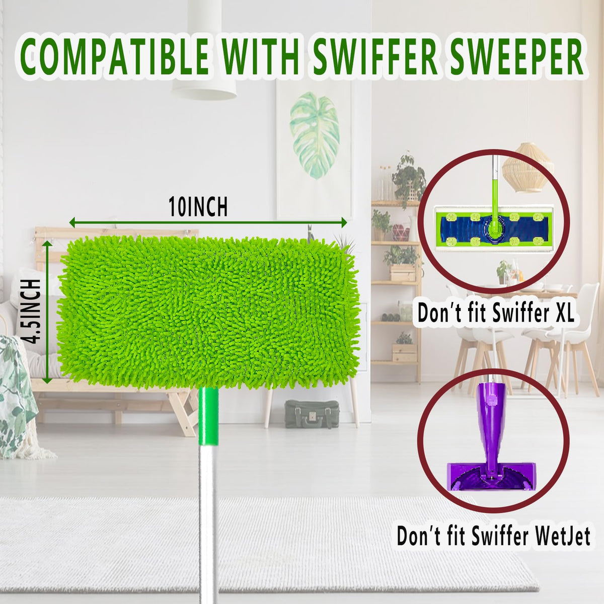 4PCS Reusable Microfiber Mop Pads for Swiffer Sweeper