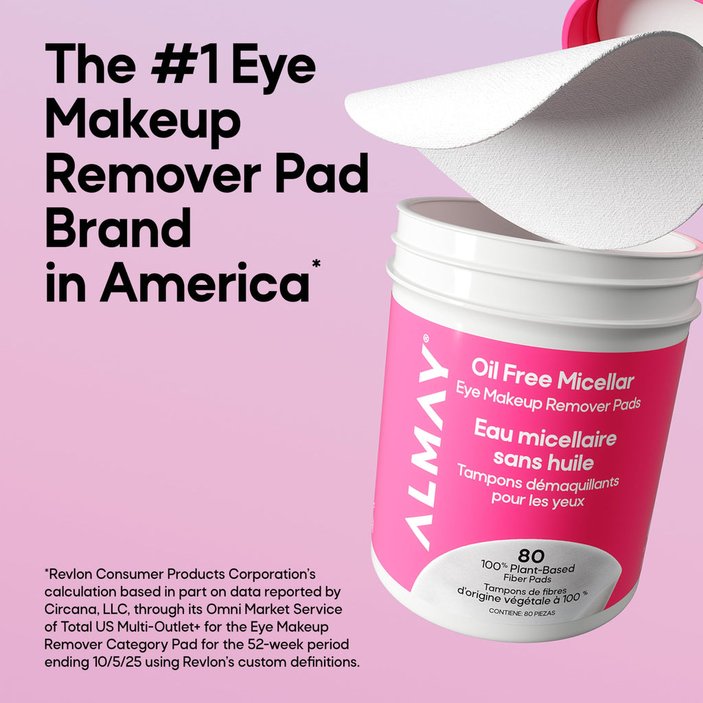 Oil Free Micellar Eye Makeup Remover Pads (80 Count)