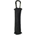 GEAR AID 325 Paracord and Carabiner, Utility Cord for Camping and Hiking, Black, 50 ft