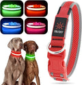 YFbrite Light up Dog Collar, USB Rechargeable LED Puppy Collar Super Bright Adjustable Glowing Dog Lights for Night Walking (Red, Large)