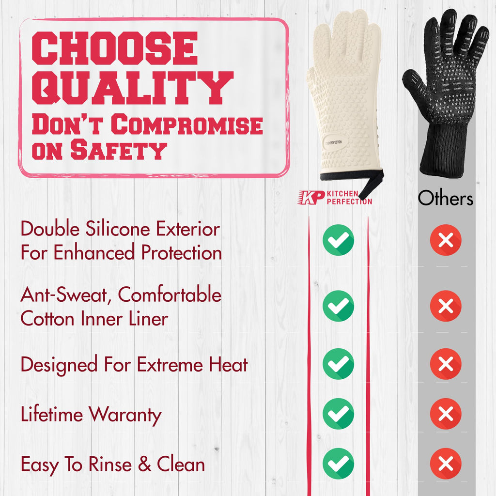 XL Silicone Smoker BBQ Gloves Heat Resistant Oven Mitts (2 Count)