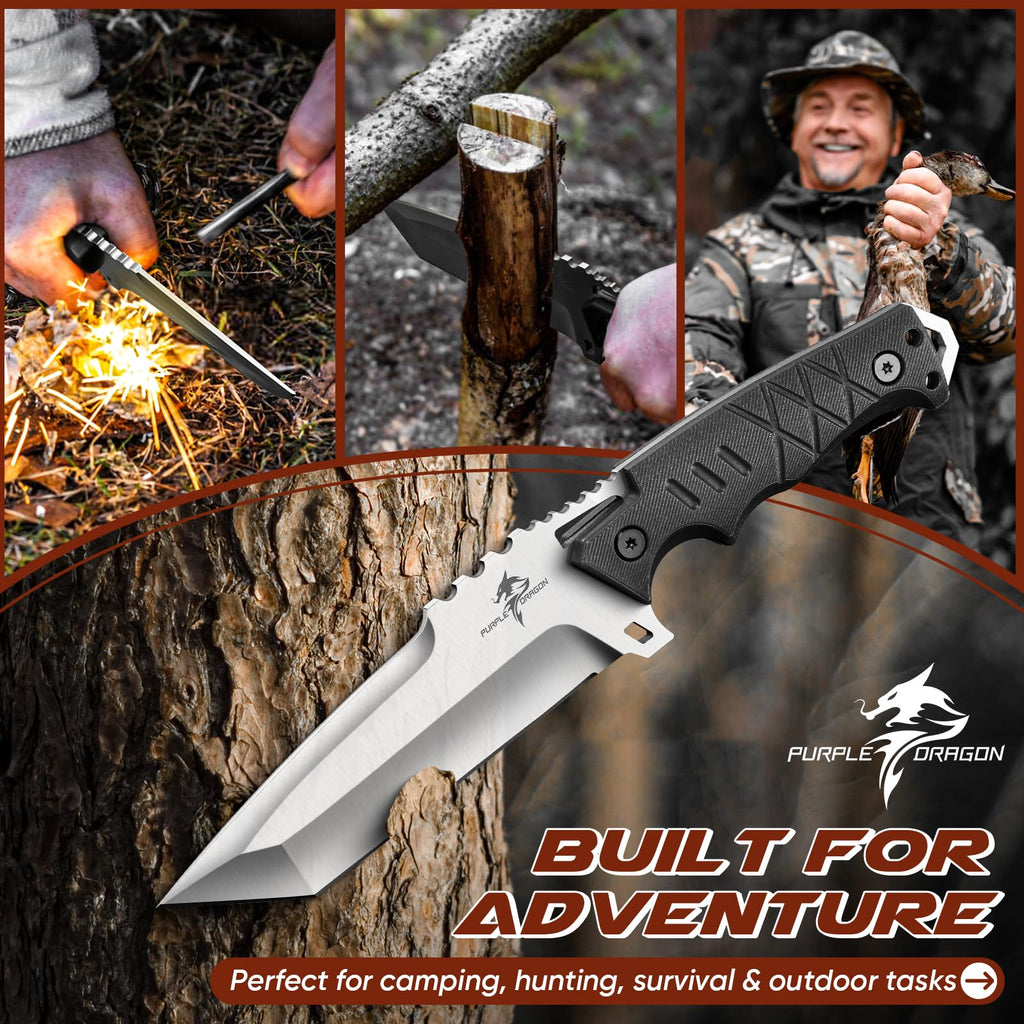 Purple Dragon Fixed Blade Knife with Kydex Sheath - Plain Blade