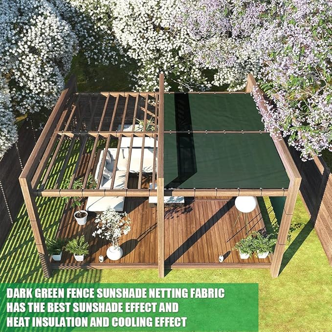 LITA 4' x 145' Garden Privacy Fence Screen Cover (HDPE) UV Protection Weather-Resistant Heavy Duty Shade Cover for Deck, Patio, Backyard, Outdoor Pool, Porch, Railing, Dark Green, Customizable