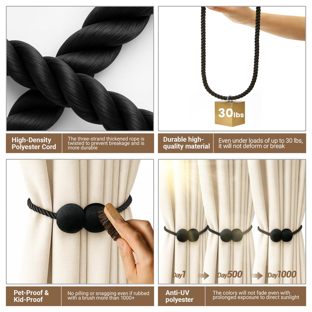 Magnetic Curtain Tiebacks 4 Pack