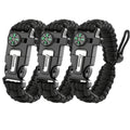 NVioAsport Paracord Survival Bracelet (3 Pack) - Adjustable with Fire Starter, Whistle, Compass - Survival Gear for Hiking, Camping, Fishing, Gifts for Men Dad Husband