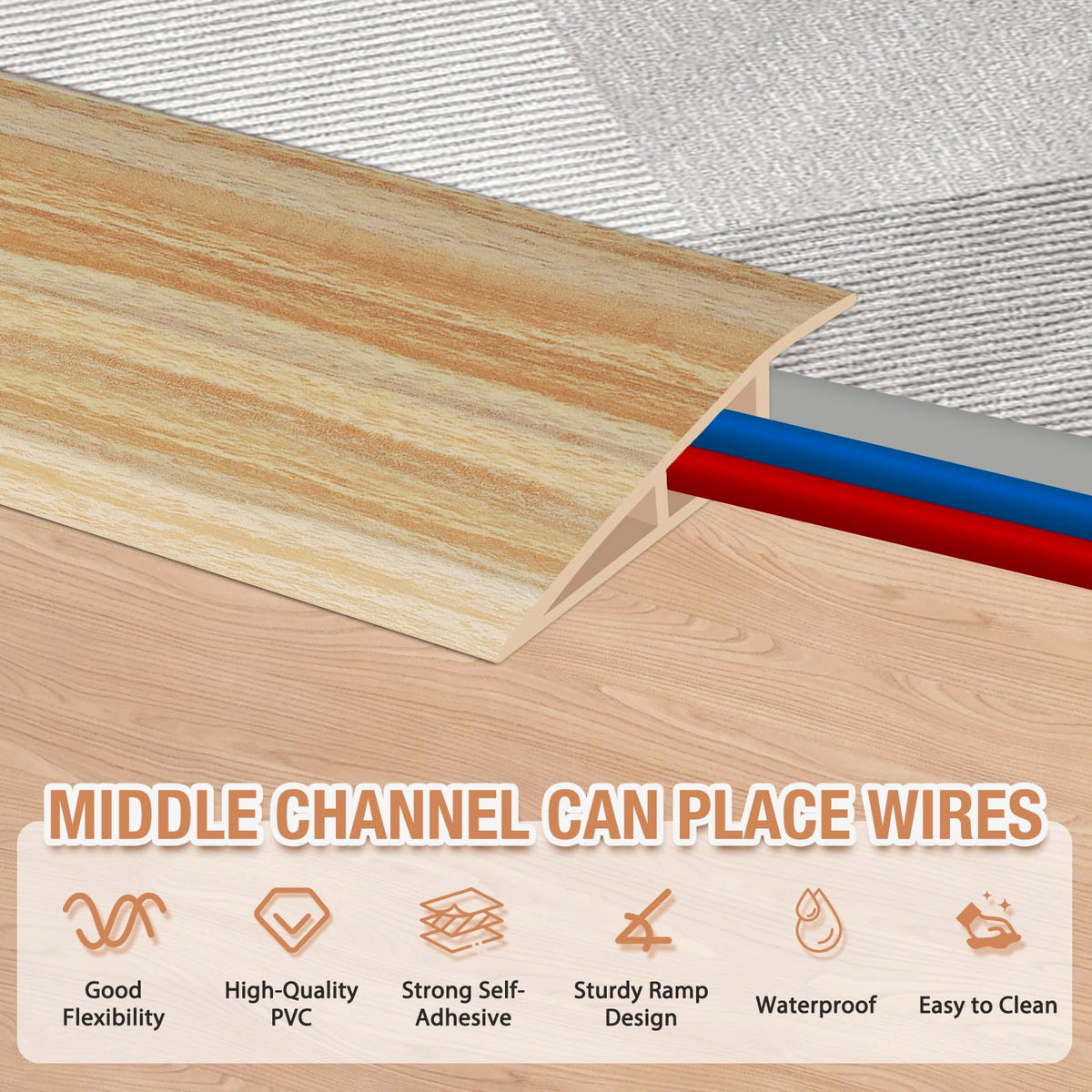 Floor Transition Strip Self Adhesive Vinyl Door Threshold Strip (10 Foot)