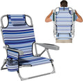 DIAMONDFORGE Lightweight Portable Beach Chair for Adults, 350 LBS Capacity Backpack Beach Chair, Reclining Beach Chair with 5-Position Lay Flat, Large Cup Holder for Beach Camping Sports, 1 Pack Blue