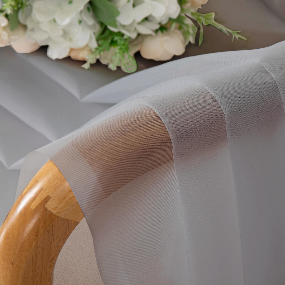 Sheer Light Grey Tier Curtains 24 Inch Length (2 Count)